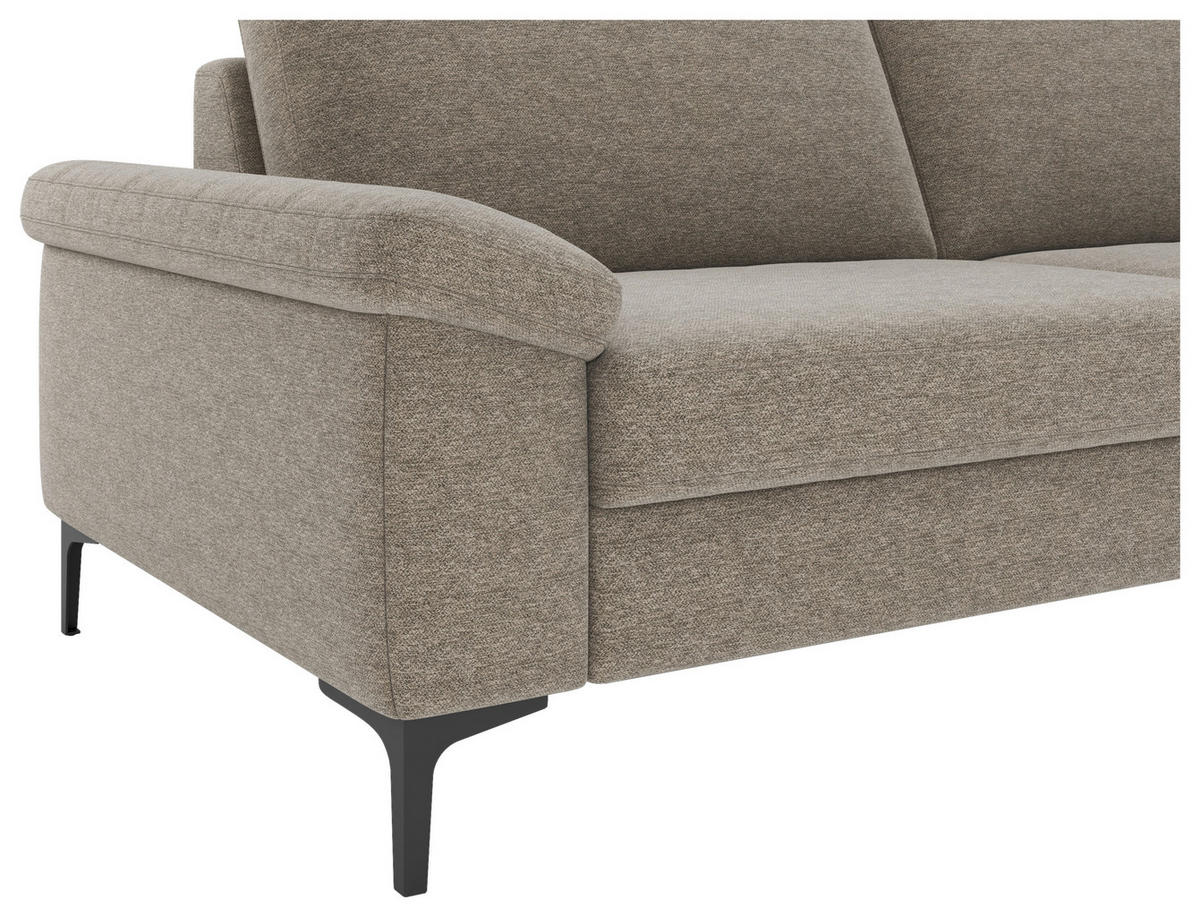 3-SITZER-SOFA Flachgewebe Taupe  - Taupe/Schwarz, Design, Holzwerkstoff/Textil (226/89/97cm) - Pure Home Lifestyle