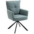 ARMLEHNSTUHL  Stoffauswahl, inklusive Armlehnen, Sitzfläche 180° drehbar Cord  - Schwarz/Hellblau, Design, Textil/Metall (60/95/67cm) - Novel