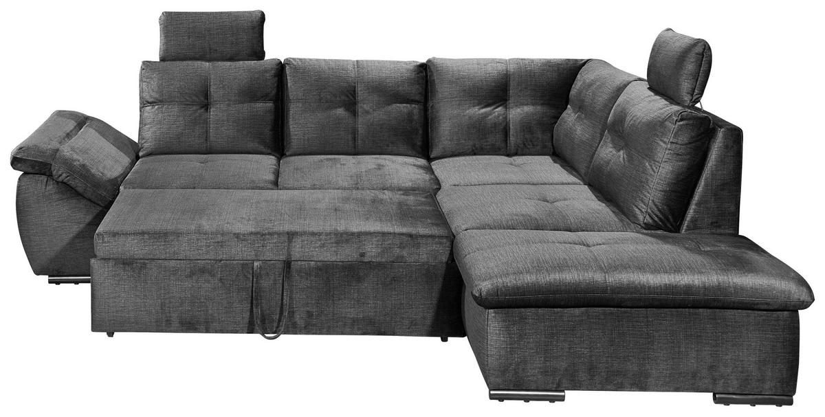 ECKSOFA in Mikrovelours Schwarz  - Schwarz, Konventionell, Kunststoff/Textil (265/217cm) - Carryhome