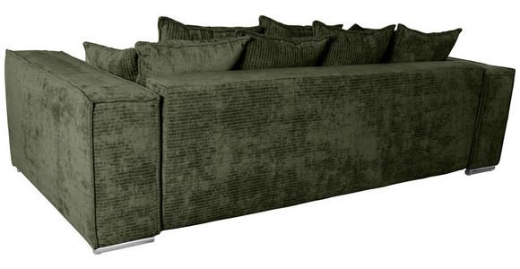 BIGSOFA Flachgewebe Dunkelgrün  - Chromfarben/Dunkelgrün, KONVENTIONELL, Textil/Metall (256/68/122cm) - Carryhome