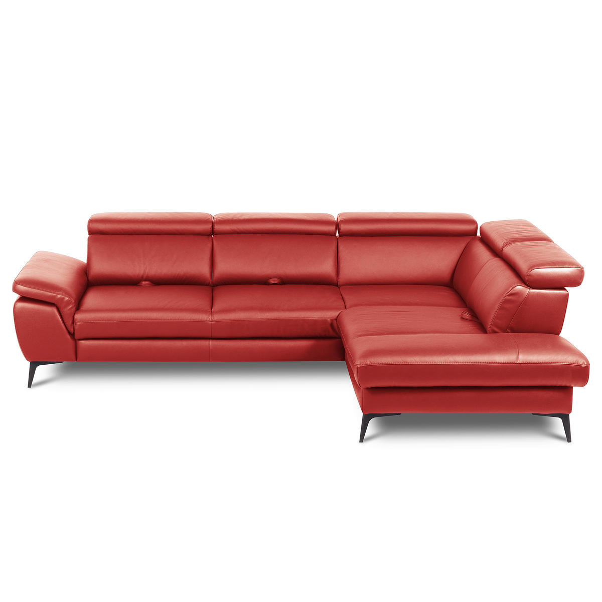ECKSOFA Lederlook Echtleder Rot  - Rot/Schwarz, Design, Leder/Textil (274/220cm) - Livetastic