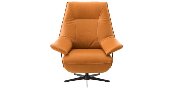 RELAXSESSEL Echtleder Relaxfunktion, Kopfteilverstellung, Rücken echt    - Rostfarben/Beige, Design, Leder/Metall (92/79/82cm) - Dieter Knoll