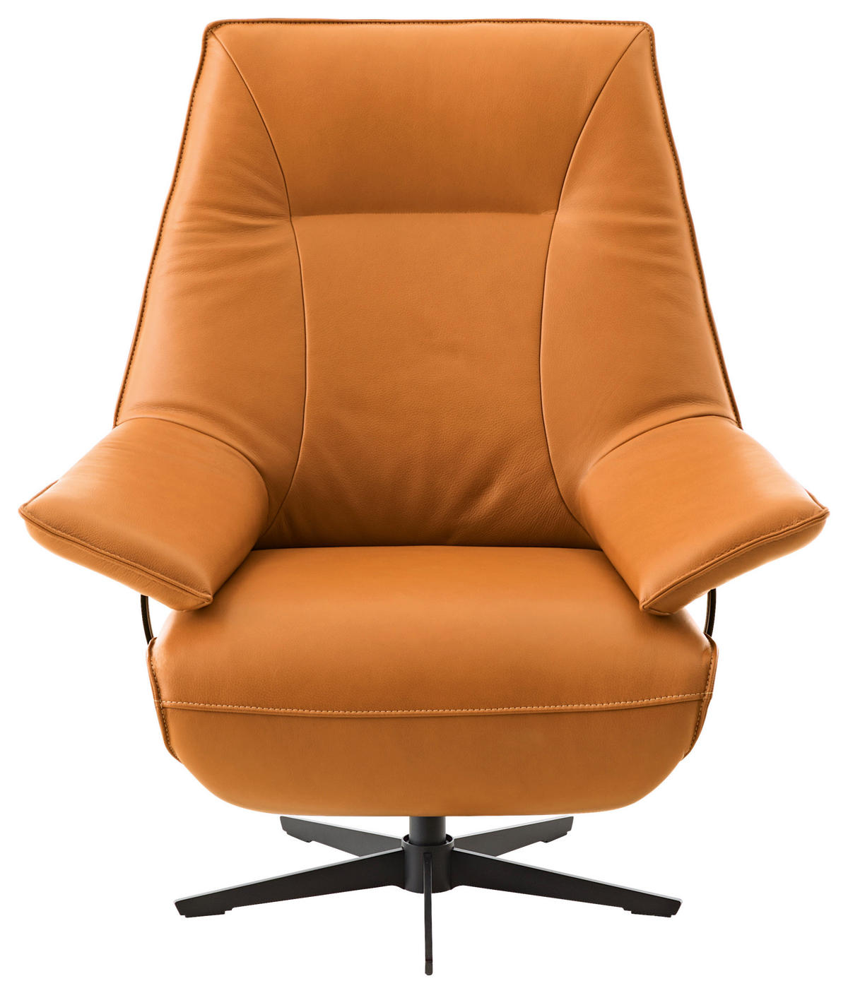 RELAXSESSEL Echtleder Relaxfunktion, Kopfteilverstellung, Rücken echt    - Rostfarben/Beige, Design, Leder/Metall (92/79/82cm) - Dieter Knoll