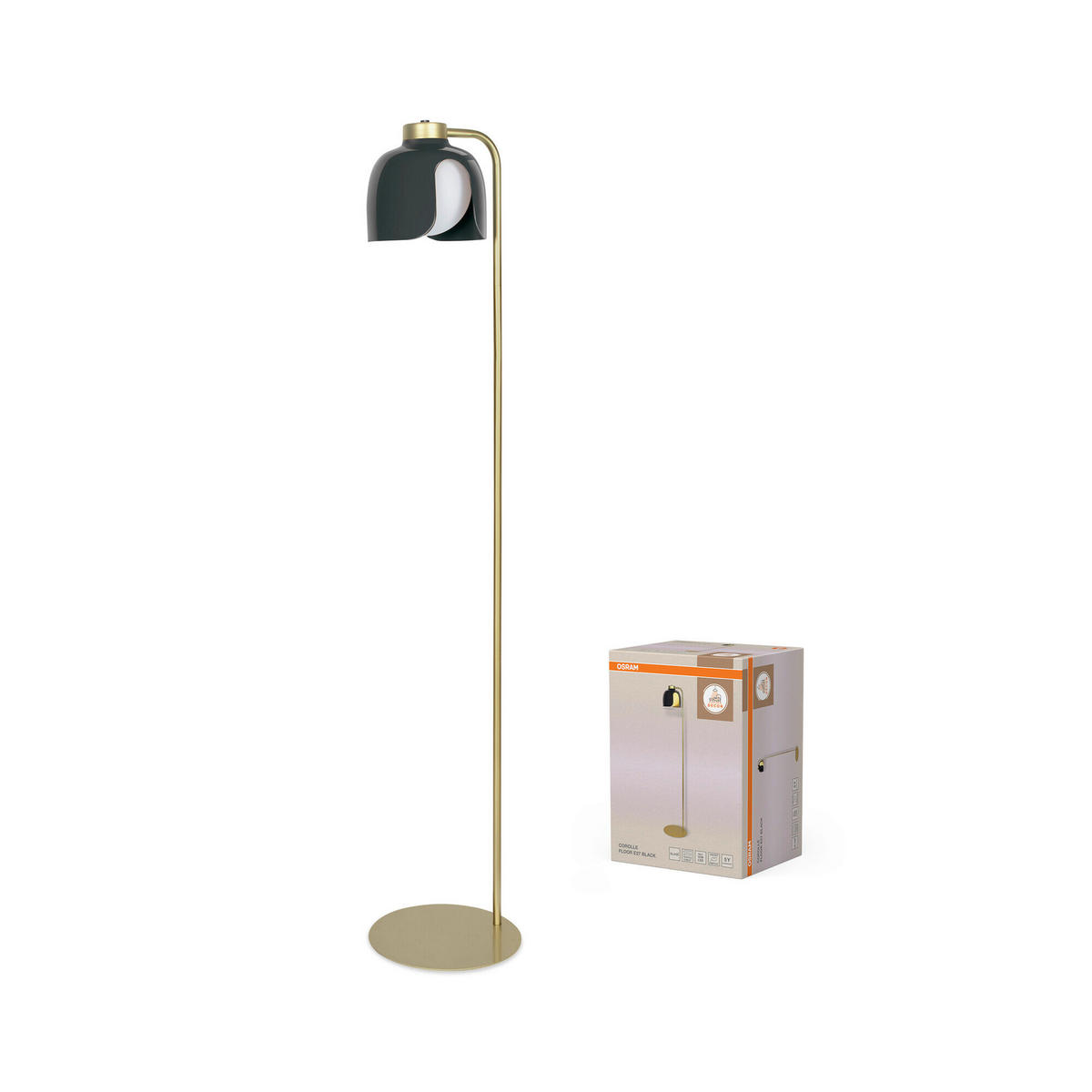 STEHLEUCHTE 27/141 cm    - Schwarz, Basics, Glas/Metall (27/141cm) - Osram