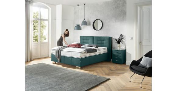 BOXSPRINGBETT 200/200 cm  in Petrol  - Chromfarben/Petrol, KONVENTIONELL, Textil (200/200cm) - Dieter Knoll