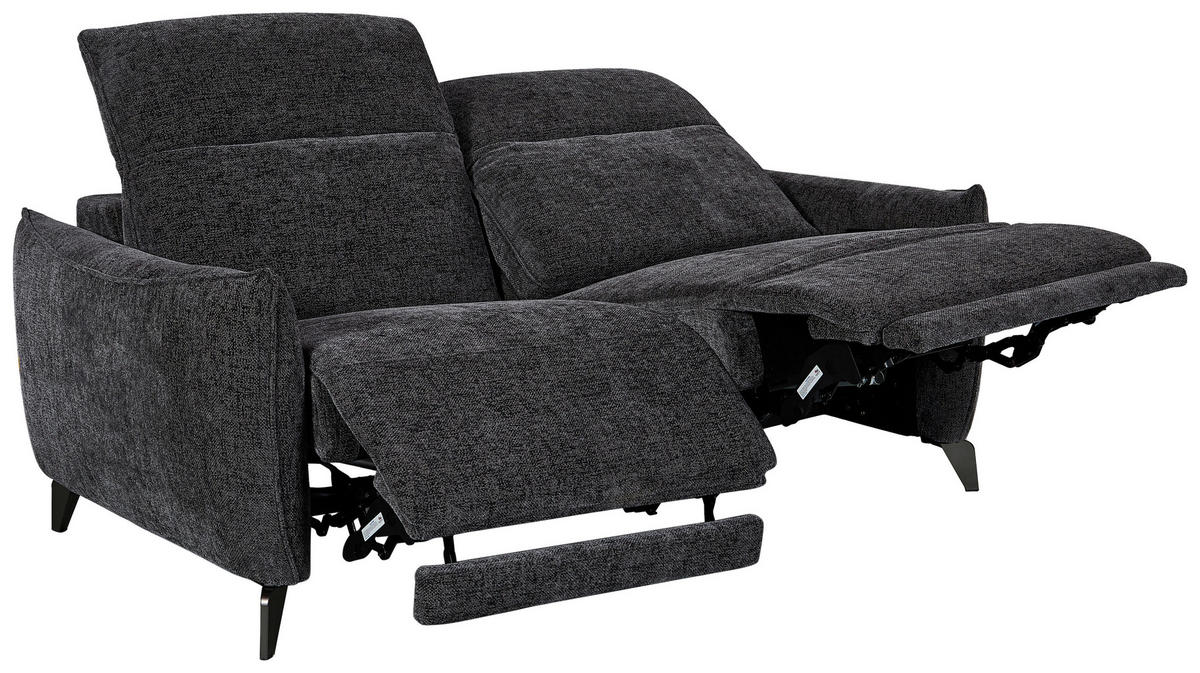 2,5-SITZER Mikrofaser Grau  - Grau, Design, Textil/Metall (183/79-99/104cm) - Novel