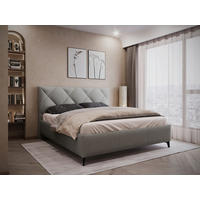POLSTERBETT gepolstertes Kopfteil, Lattenrost Dunkelgrau 180/200 cm  - Dunkelgrau/Schwarz, MODERN, Holz/Textil (180/200cm) - MID.YOU
