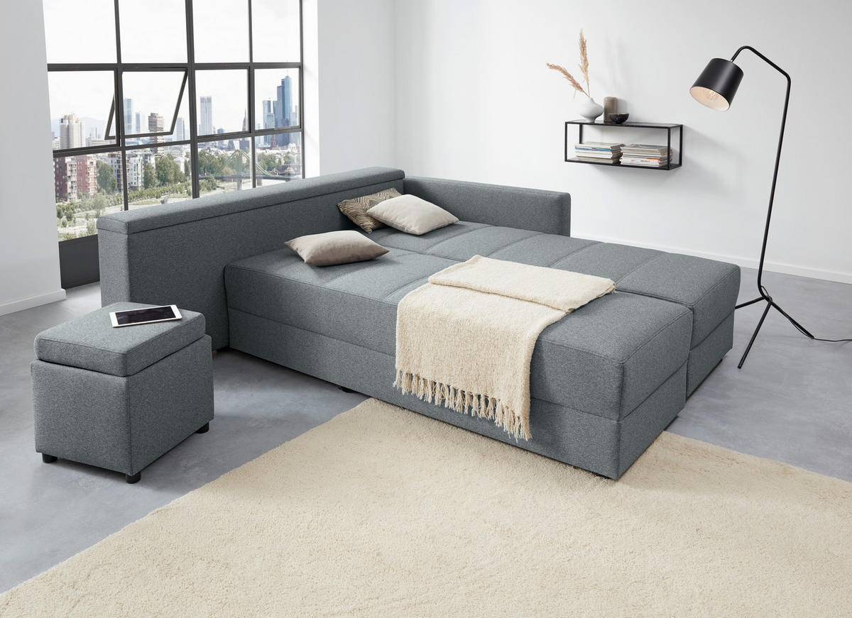 ECKSOFA LOOKS III Dunkelgrau Webstoff  - Dunkelgrau/Schwarz, Design, Kunststoff/Textil (229/287cm) - LOOKS by W.Joop