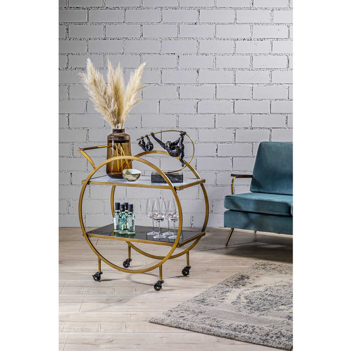 SERVIERWAGEN Messingfarben  - Messingfarben, Design, Glas/Metall (74/40/85cm) - Kare-Design