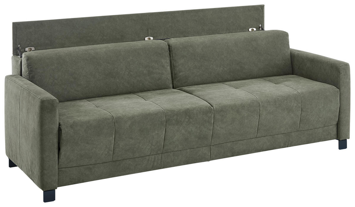 SCHLAFSOFA in Textil Dunkelgrün  - Dunkelgrün/Schwarz, Konventionell, Textil/Metall (232/77/116cm) - Dieter Knoll