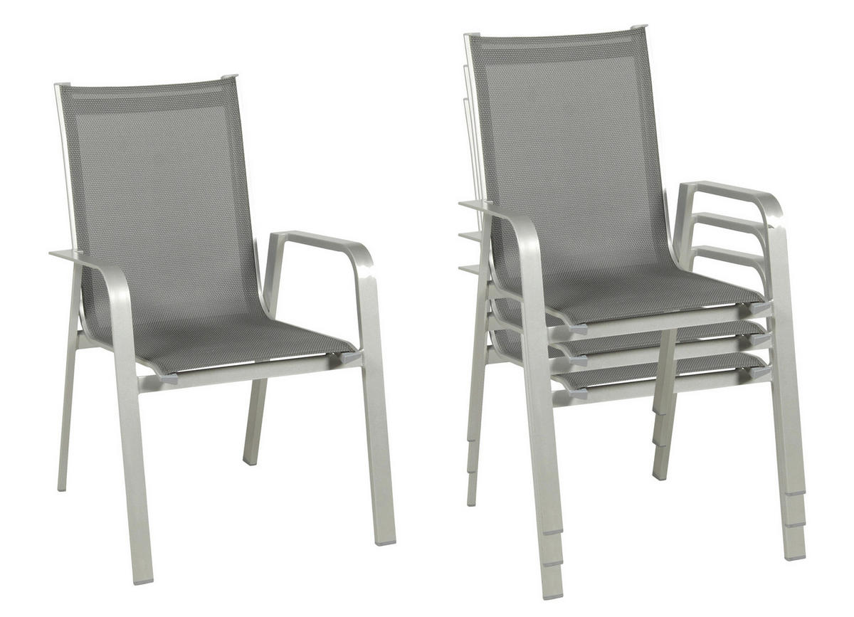 GARTENSET beschichtet Aluminium  - Platinfarben/Dunkelgrau, Basics, Textil/Metall (160/90/72cm) - Acamp