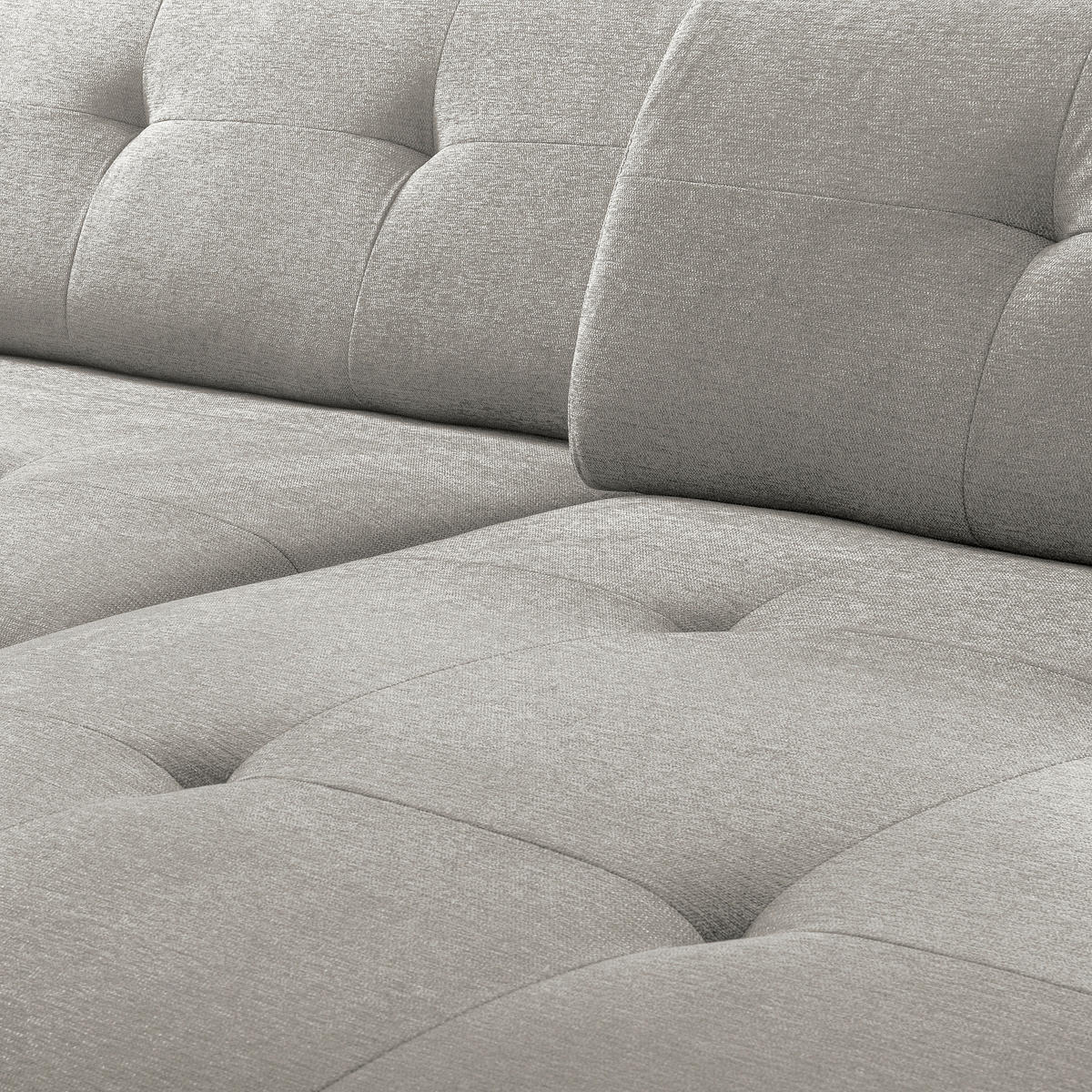 ECKSOFA AUSTIN Hellgrau Flachgewebe Sitztiefenverstellung  - Hellgrau/Schwarz, Design, Kunststoff/Textil (286/169cm) - Livetastic