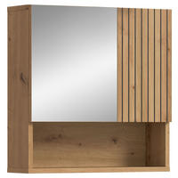 SPIEGELSCHRANK 60/55/17 cm  - Schwarz/Eiche Artisan, Basics, Holzwerkstoff/Kunststoff (60/55/17cm) - MID.YOU