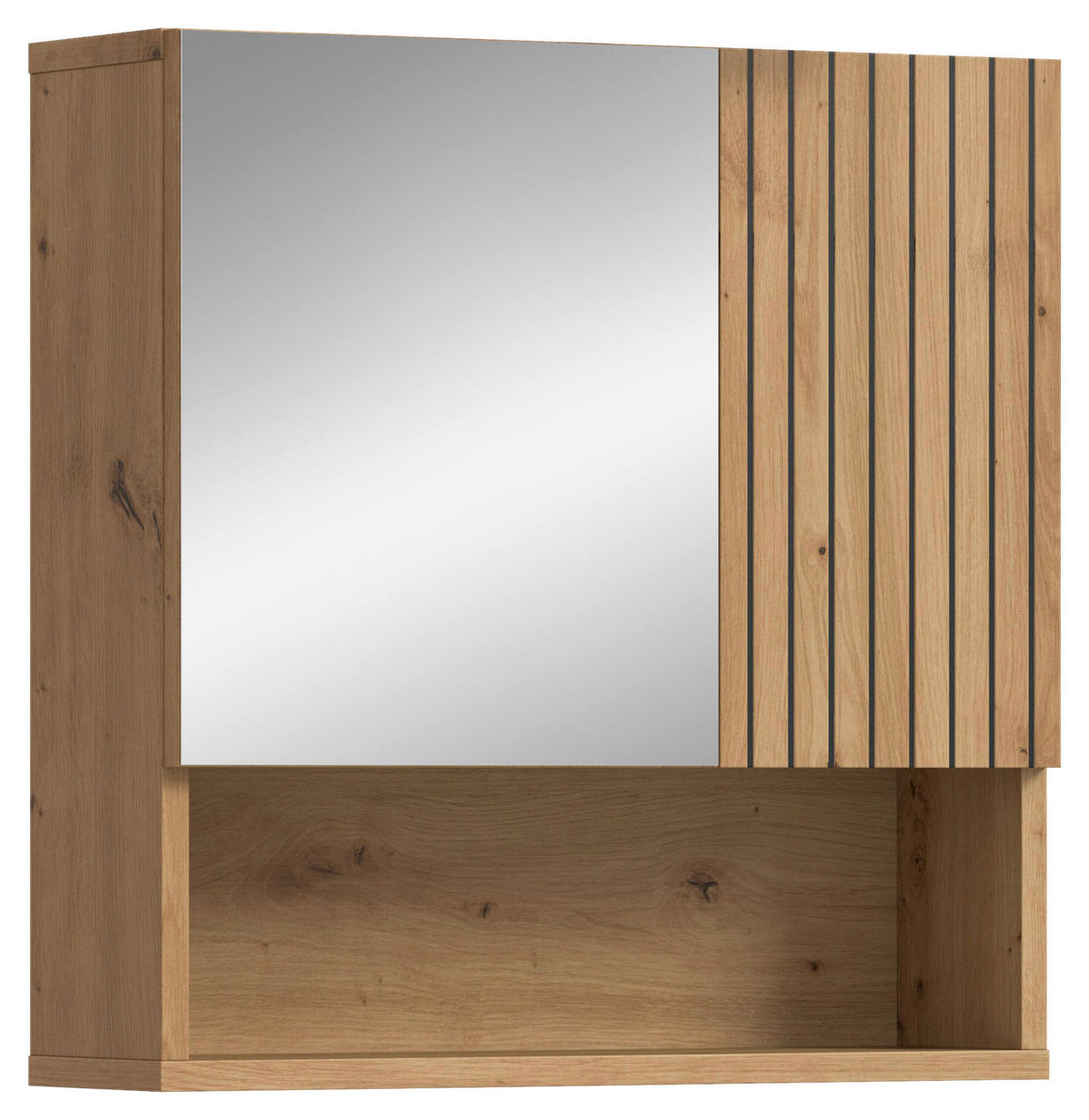 SPIEGELSCHRANK 60/55/17 cm  - Schwarz/Eiche Artisan, Basics, Holzwerkstoff/Kunststoff (60/55/17cm) - MID.YOU