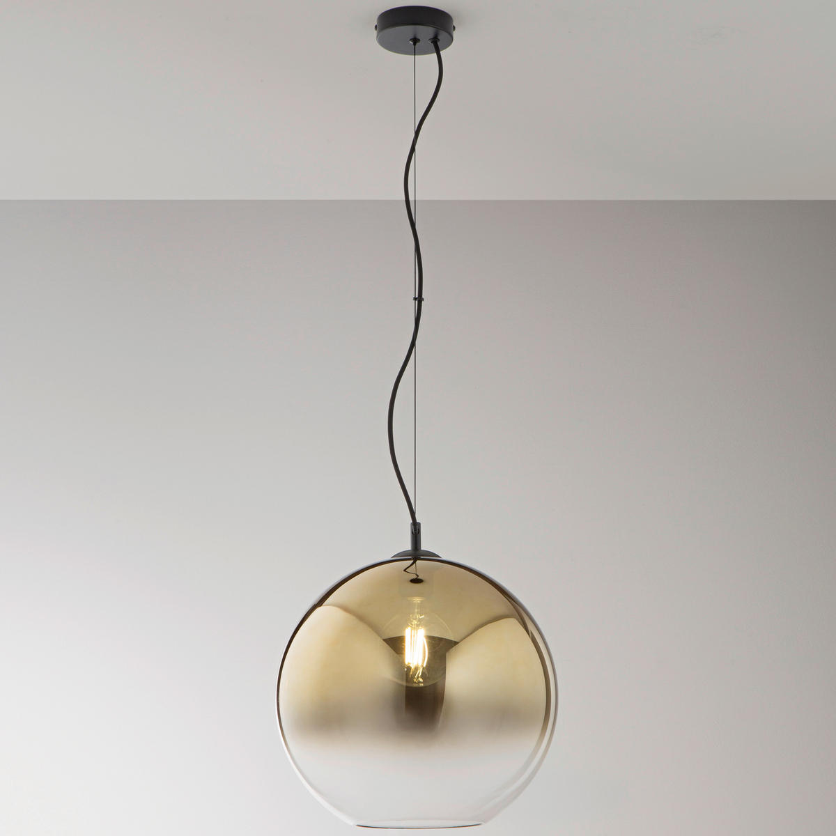 HÄNGELEUCHTE Luce Ambiente e Design 35/156,7 cm   - Goldfarben/Schwarz, LIFESTYLE, Glas/Metall (35/156,7cm)