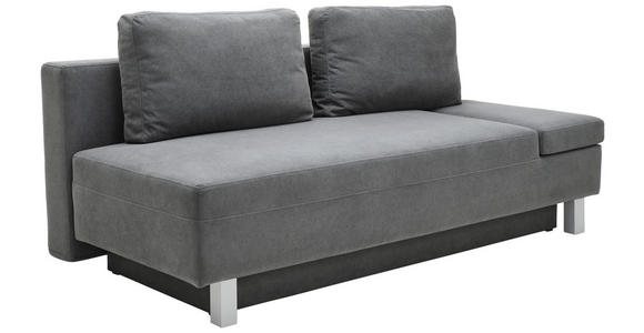 SCHLAFSOFA Flachgewebe Dunkelgrau - Chromfarben/Dunkelgrau, Design, Holz/Textil (205/77-93/99cm) - Novel