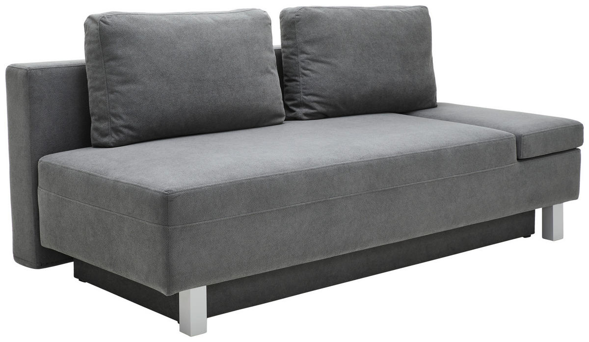 SCHLAFSOFA Flachgewebe Dunkelgrau  - Chromfarben/Dunkelgrau, Design, Holz/Textil (205/77-93/99cm) - Novel