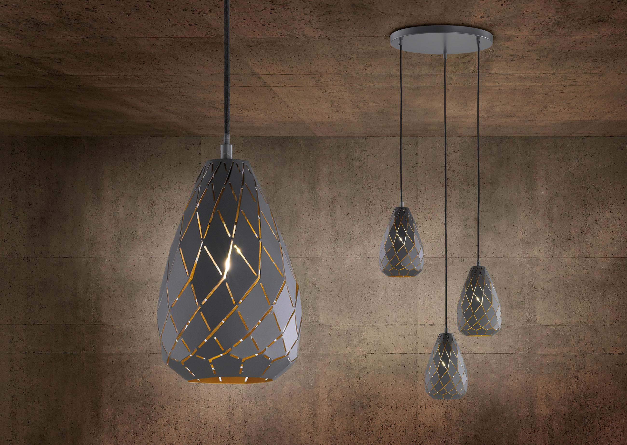 HÄNGELEUCHTE 15/150 cm    - Anthrazit, Design, Metall (15/150cm) - Trio Leuchten