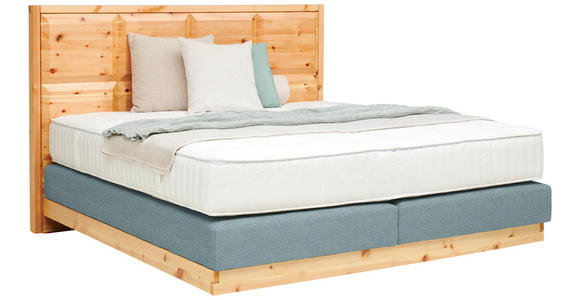 BOXSPRINGBETT 180/200 cm  in Blau, Zirbelkieferfarben  - Blau/Zirbelkieferfarben, Natur, Holz/Textil (180/200cm) - Valnatura