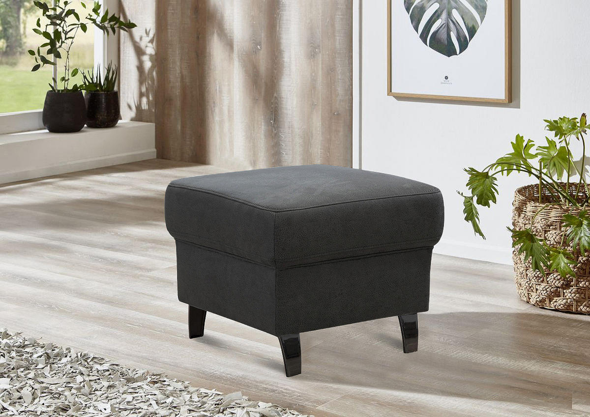HOCKER Mikrofaser Grau, Schwarz  - Schwarz/Grau, KONVENTIONELL, Textil/Metall (58/48/58cm) - Sit & More