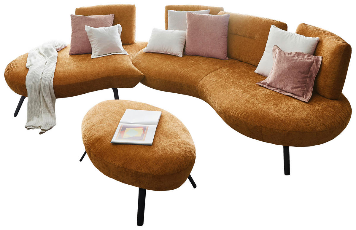 BIGSOFA Flachgewebe Senfgelb  - Senfgelb/Schwarz, Design, Textil/Metall (456/93/138cm) - Moderano