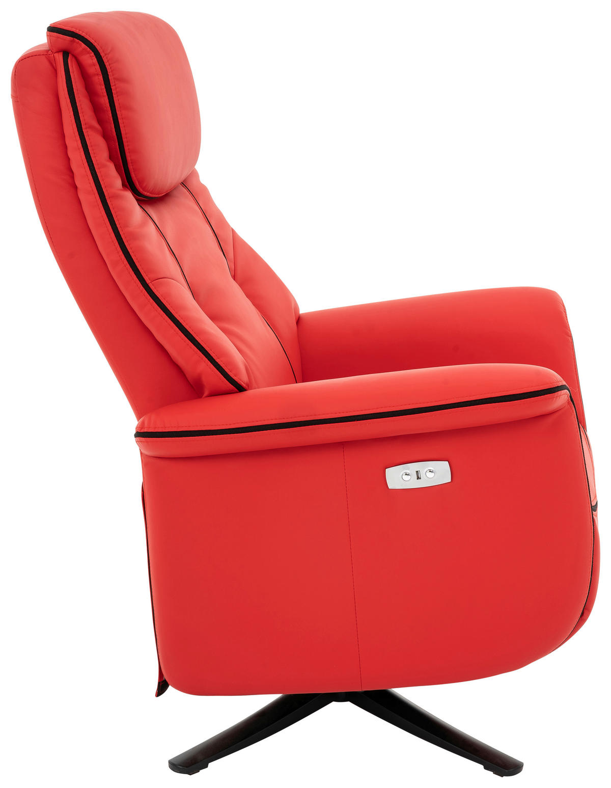 FERNSEHSESSEL  mit Lederlook, Webstoff Rot  - Rot/Schwarz, Design, Textil/Metall (83/113-76/85-163cm) - MID.YOU