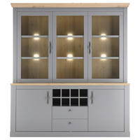 BUFFET 183/206/44 cm  in Eichefarben, Hellgrau  - Eichefarben/Silberfarben, Design, Holzwerkstoff/Metall (183/206/44cm) - MID.YOU