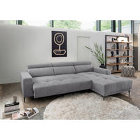 ECKSOFA Dunkelgrau Chenille  - Dunkelgrau/Schwarz, KONVENTIONELL, Textil/Metall (276/188cm) - Livetastic