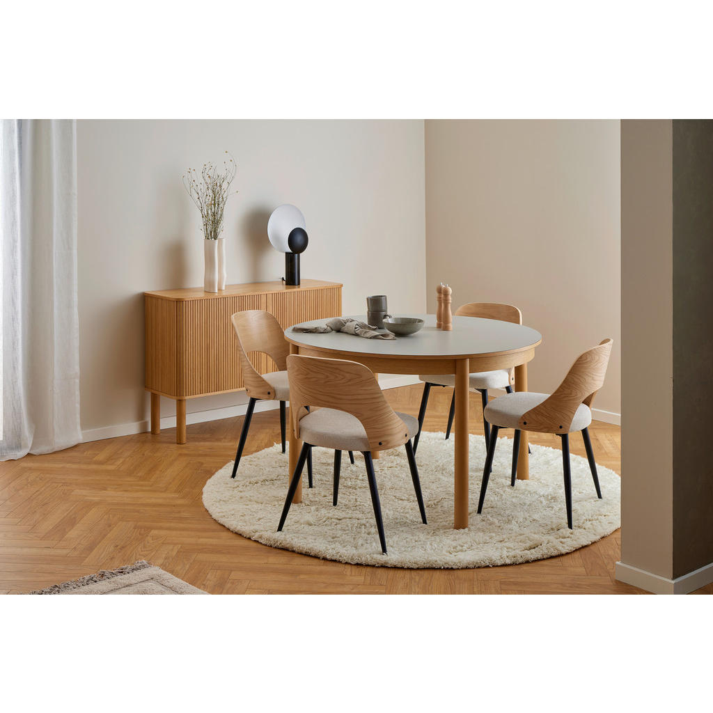 Thumbnail - Mid.you Stuhl, Beige, Textil, Eiche, furniert, Rundrohr, 48x79x53 cm, FSC Mix, Stühle