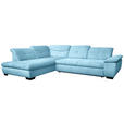 ECKSOFA in Cord Blau  - Blau/Schwarz, Design, Textil/Metall (242/313cm) - Xora