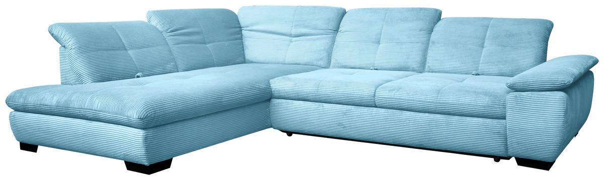 ECKSOFA in Cord Blau  - Blau/Schwarz, Design, Textil/Metall (242/313cm) - Xora