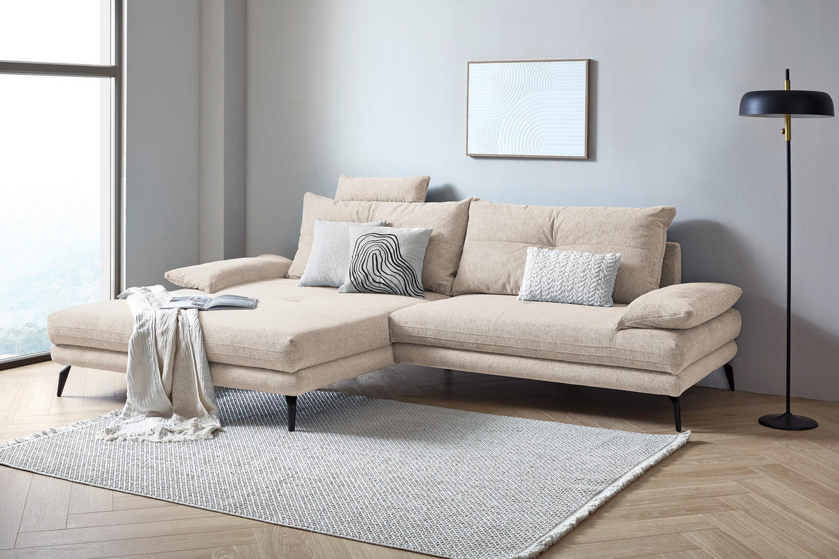HÖRNSOFFA i flatväv cremefärgad  - svart/cremefärgad, Design, metall/textil (176/294cm) - MID.YOU