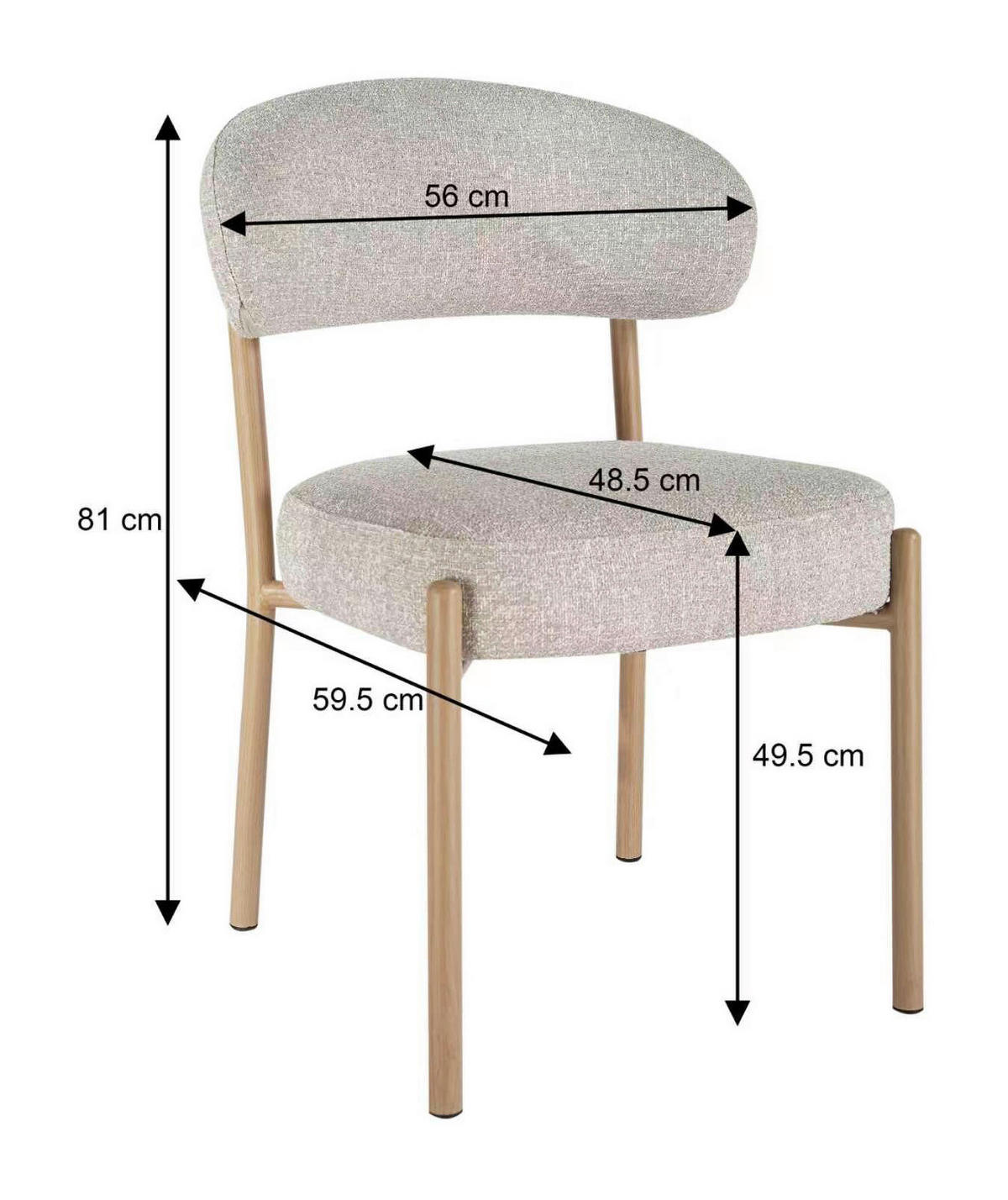 STUHL  Stoffauswahl Webstoff  Hellgrau, Beige  - Beige/Hellgrau, Design, Textil/Metall (56/82/58.5cm) - Milino