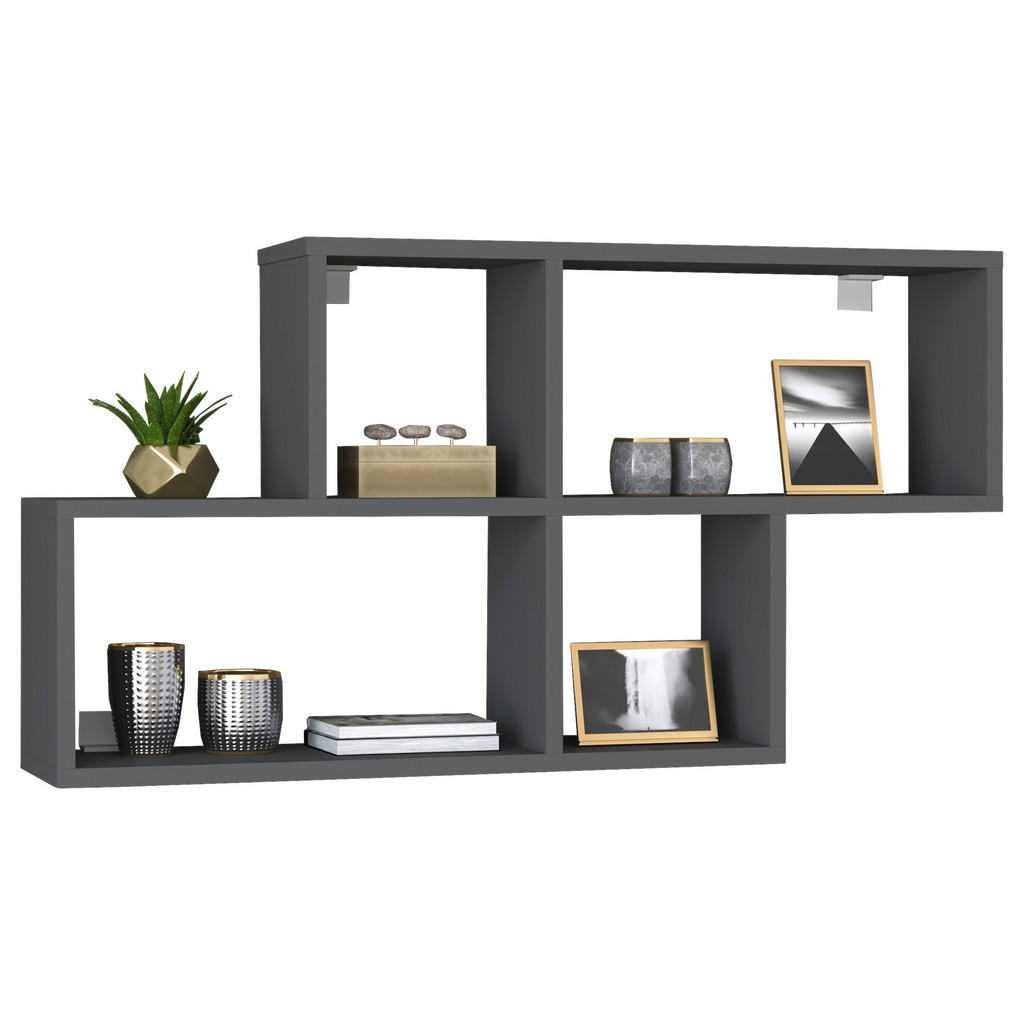 Thumbnail - Mid.you Wandregal, Anthrazit, Holzwerkstoff, 100x53x20 cm, hängend, in verschiedenen Holzdekoren erhältlich, Wohnzimmer,...