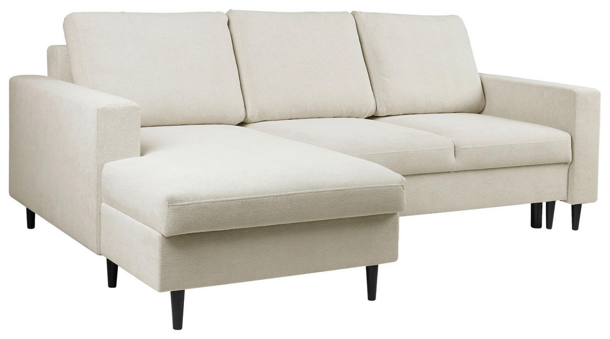 ECKSOFA in Struktur Beige  - Beige/Schwarz, Modern, Holz/Kunststoff (145/230cm) - MID.YOU