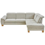 ECKSOFA in Flachgewebe Ecru  301/243 cm  - Wildeiche/Ecru, Natur, Holz/Textil (301/243cm) - Voleo