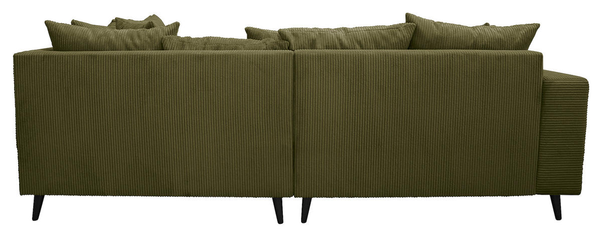 Ecksofa inkl. Hocker tekstil  maslinasto zelena   - maslinasto zelena/crna, Design, tekstil/drvo (247/174cm) - MID.YOU