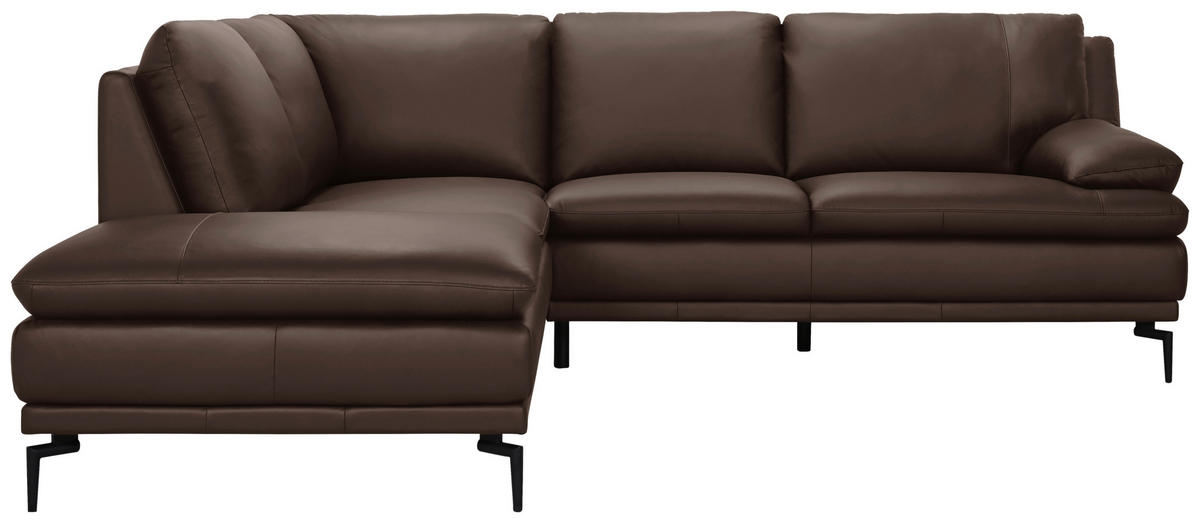 ECKSOFA Braun Echtleder  - Schwarz/Braun, Design, Leder (221/248cm) - MID.YOU