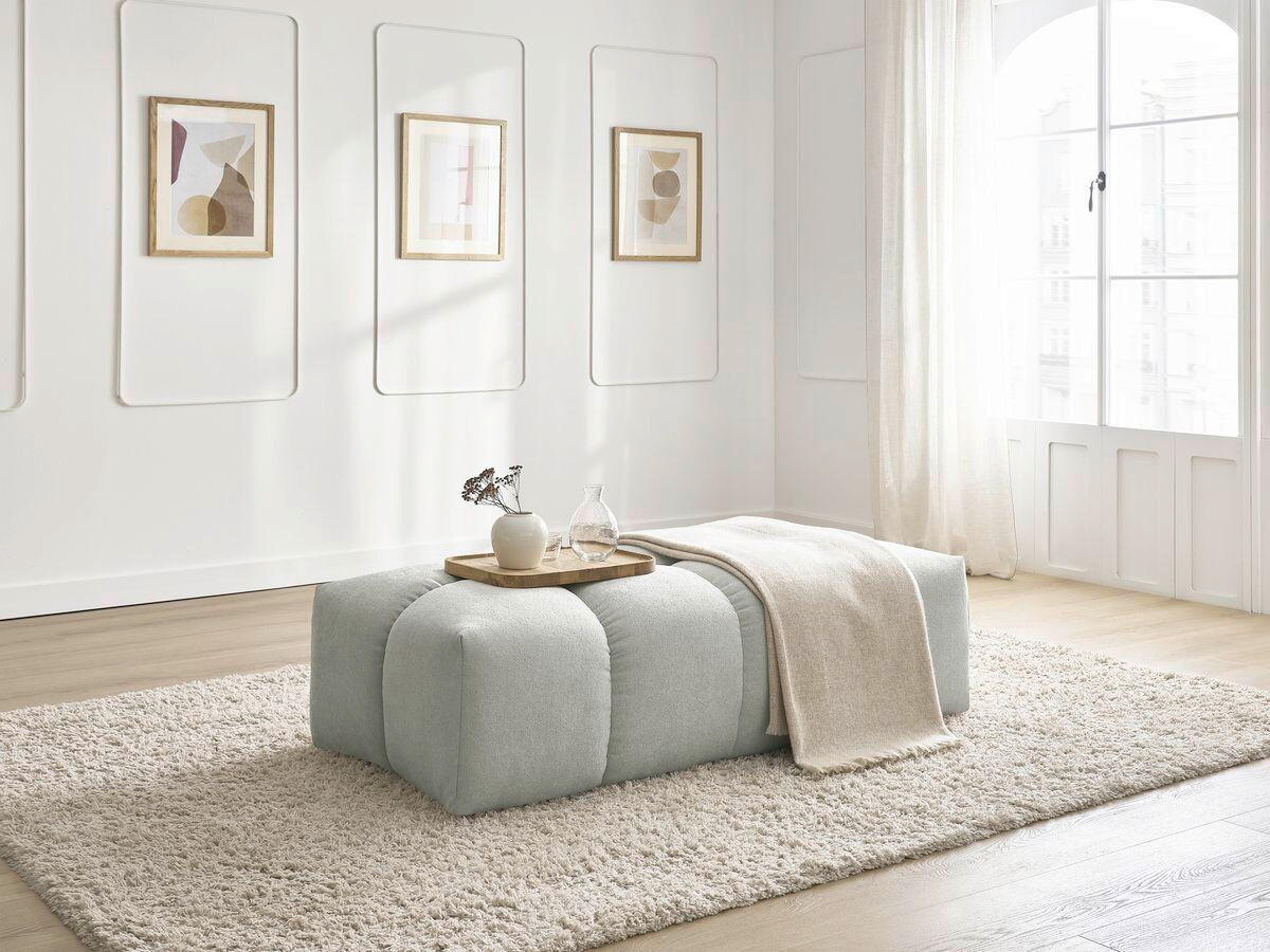 HOCKER EVEREST Struktur Hellgrau  - Hellgrau/Schwarz, MODERN, Kunststoff/Textil (140/70/40cm)