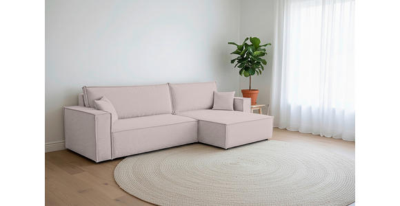 ECKSOFA inkl. Funktionen Hellgrau Cord  - Hellgrau/Schwarz, Design, Textil (267/141cm) - Xora