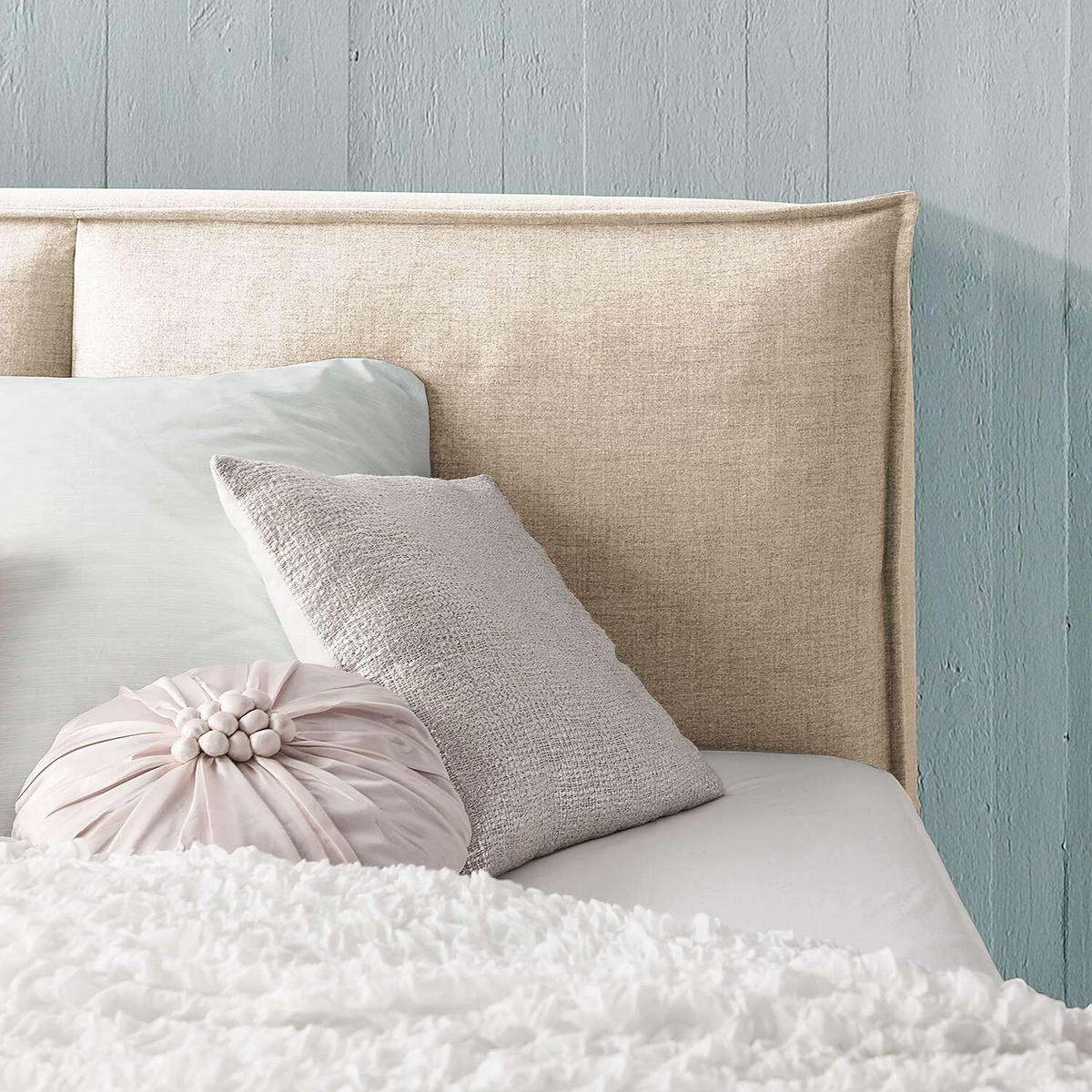 BOXSPRINGBETT 200/220 cm  in Beige  - Beige/Schwarz, Design, Kunststoff/Textil (200/220cm) - home24