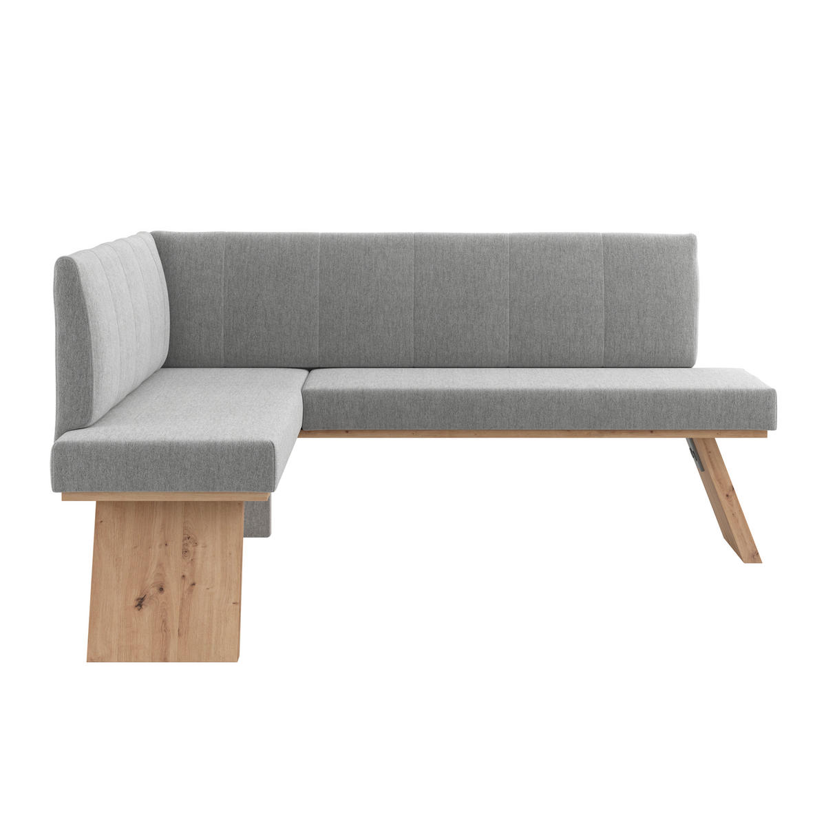 ECKBANK 140/160 cm Webstoff Hellgrau   - Eichefarben/Hellgrau, KONVENTIONELL, Textil (140/160cm)
