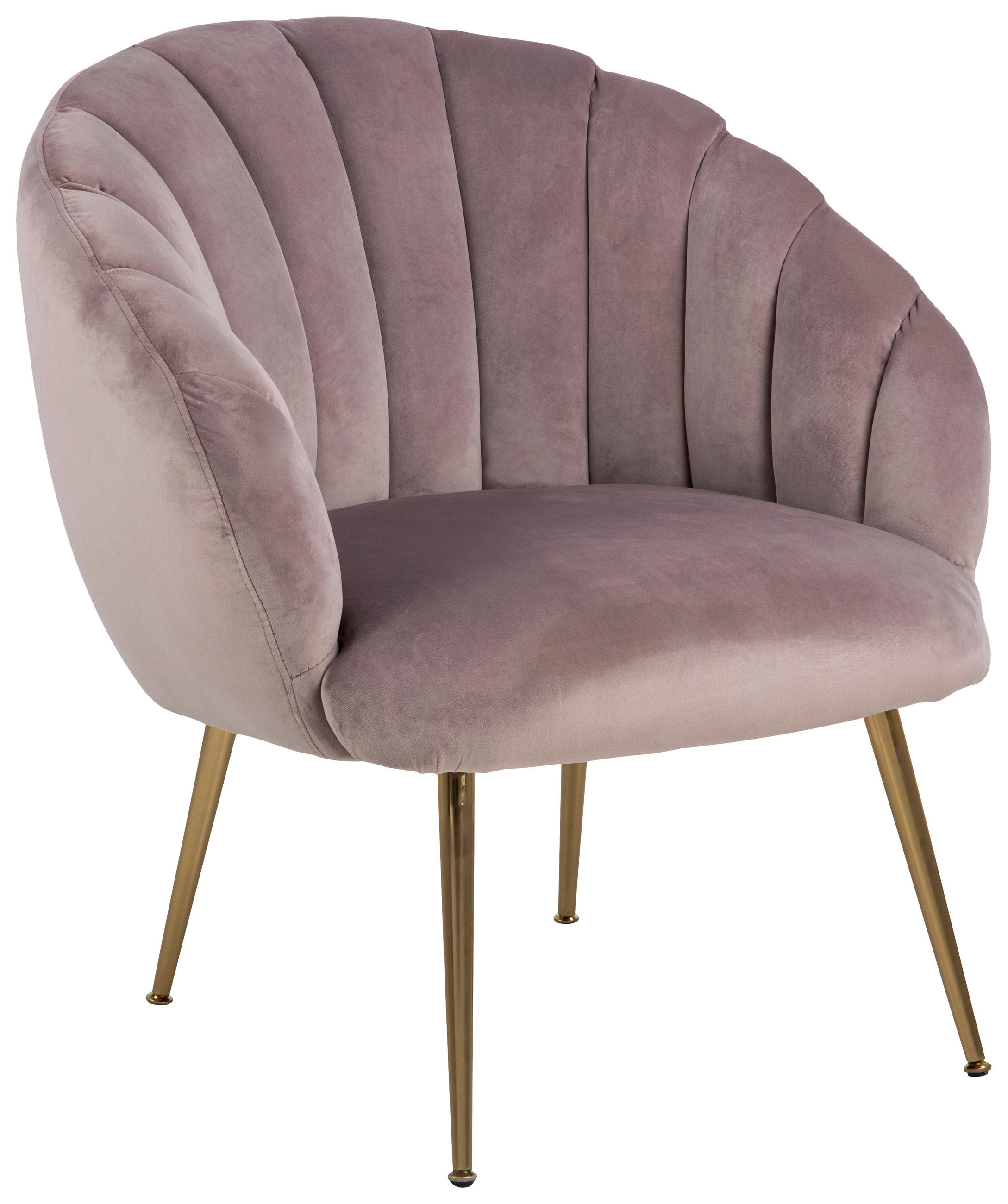 SESSEL in Samt Rosa  - Messingfarben/Rosa, Design, Textil/Metall (76/81/76cm) - Ambia Home
