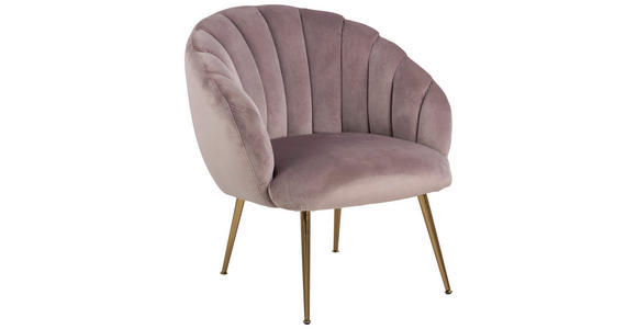 SESSEL in Samt Rosa  - Messingfarben/Rosa, Design, Textil/Metall (76/81/76cm) - Ambia Home