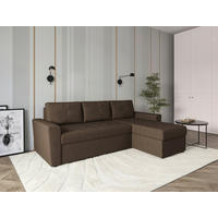 ECKSOFA TERMOLI Braun Jacquard Rückenkissen, Bettkasten  - Schwarz/Braun, Design, Kunststoff/Textil (231/155cm) - MID.YOU