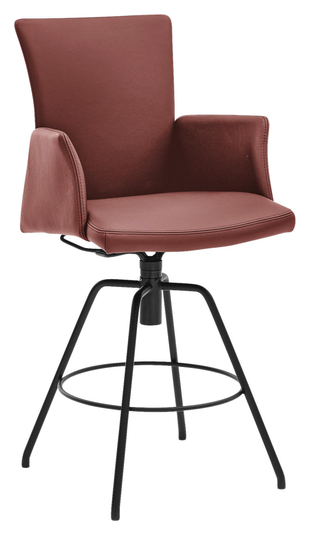 BARHOCKER Echtleder Rot Lederauswahl, Stoffauswahl, Typenauswahl, automatische Rückholfunktion  - Rot/Schwarz, Design, Leder/Metall (56/124/58cm) - Musterring