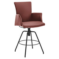 BARHOCKER Echtleder Rot Lederauswahl, Stoffauswahl, Typenauswahl, automatische Rückholfunktion  - Rot/Schwarz, Design, Leder/Metall (56/124/58cm) - Musterring