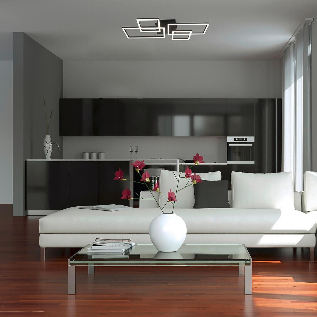 LED PLAFONJERA - crna, Trendi, metal (66/25,5/9,5cm)