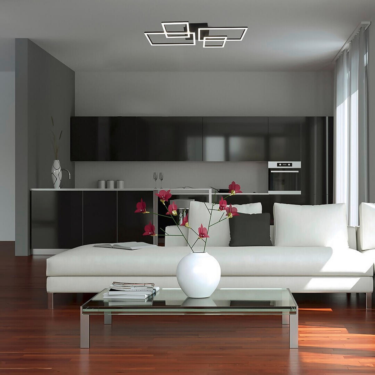 LED PLAFONJERA - crna, Trendi, metal (66/25,5/9,5cm)