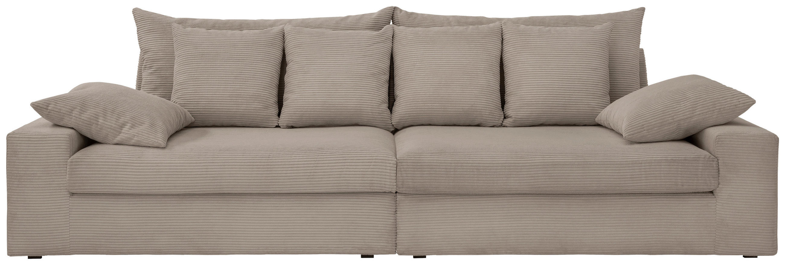 VIERSITZER-SOFA in Cord Graubraun  - Graubraun/Schwarz, MODERN, Kunststoff/Textil (308/80/140cm) - Livetastic